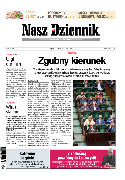 Nasz Dziennik z dnia 18.09.2020 wydanie PDF
