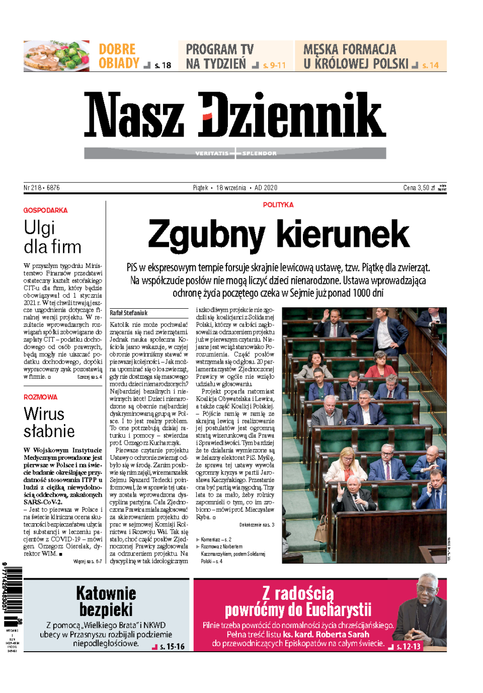 Nasz Dziennik z dnia 18.09.2020 wydanie PDF