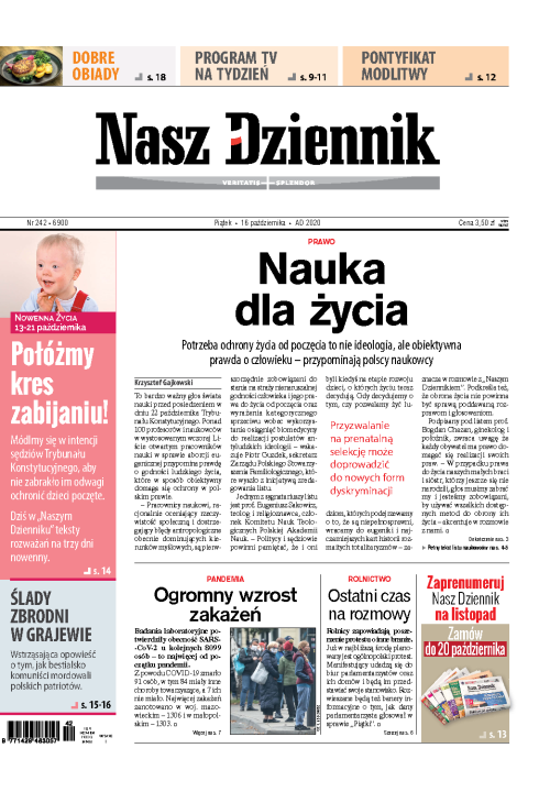 Nasz Dziennik z dnia 16.10.2020 wydanie PDF