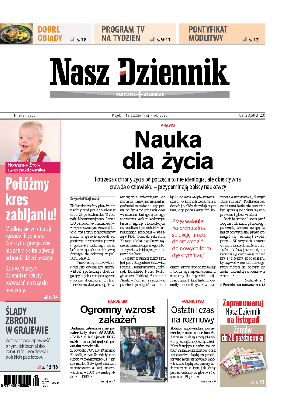 Nasz Dziennik z dnia 16.10.2020 wydanie PDF