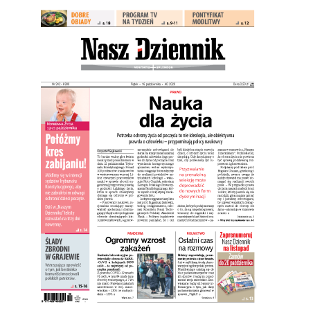 Nasz Dziennik z dnia 16.10.2020 wydanie PDF