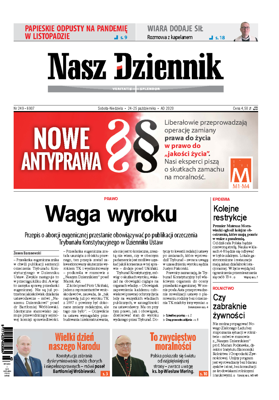 Nasz Dziennik z dnia 24.10.2020 wydanie PDF