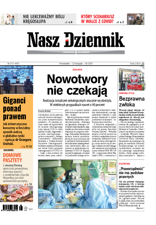 Nasz Dziennik z dnia 23.11.2020 wydanie PDF