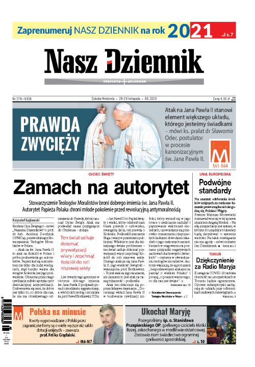 Nasz Dziennik z dnia 28.11.2020 wydanie PDF