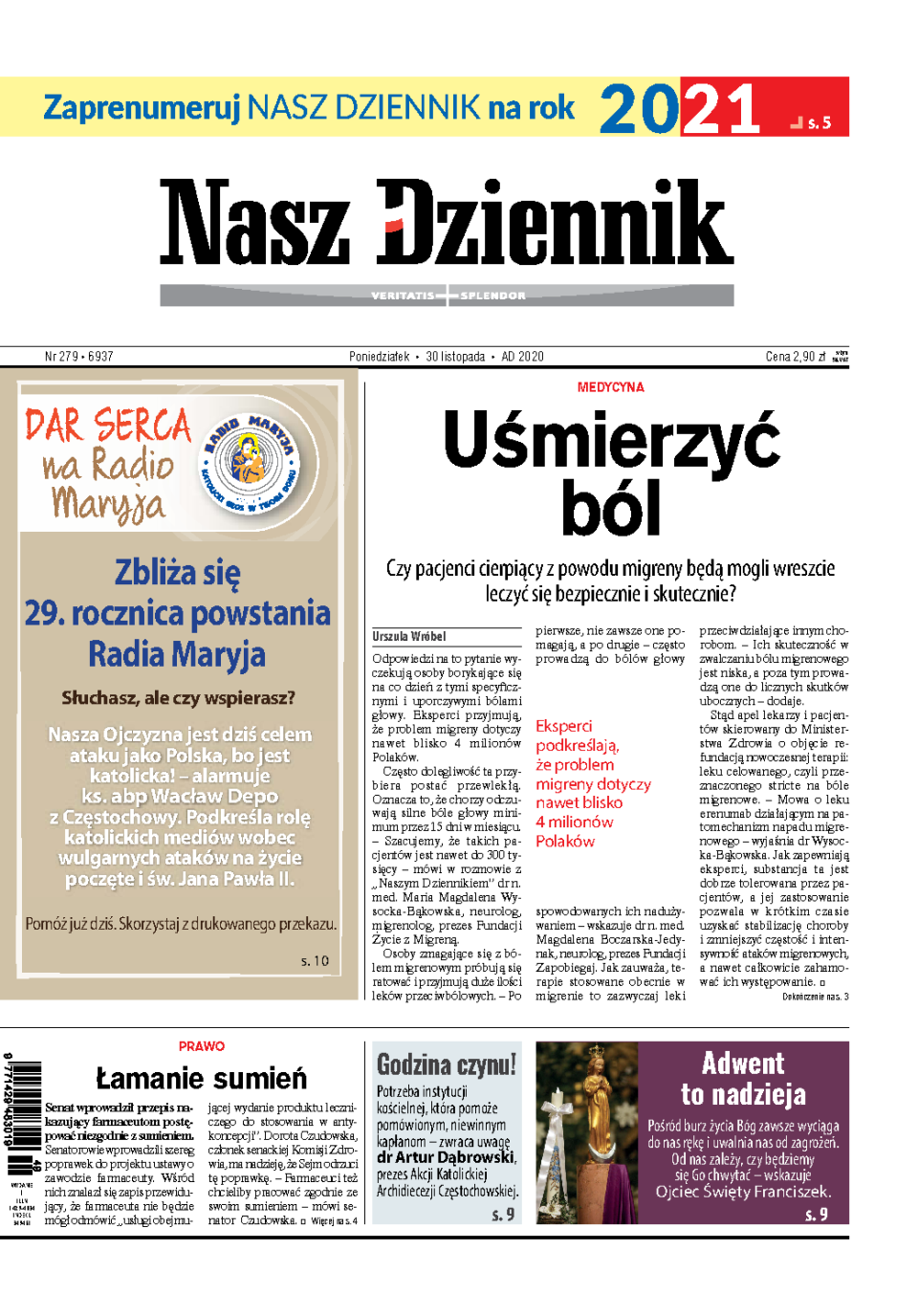 Nasz Dziennik z dnia 30.11.2020 wydanie PDF