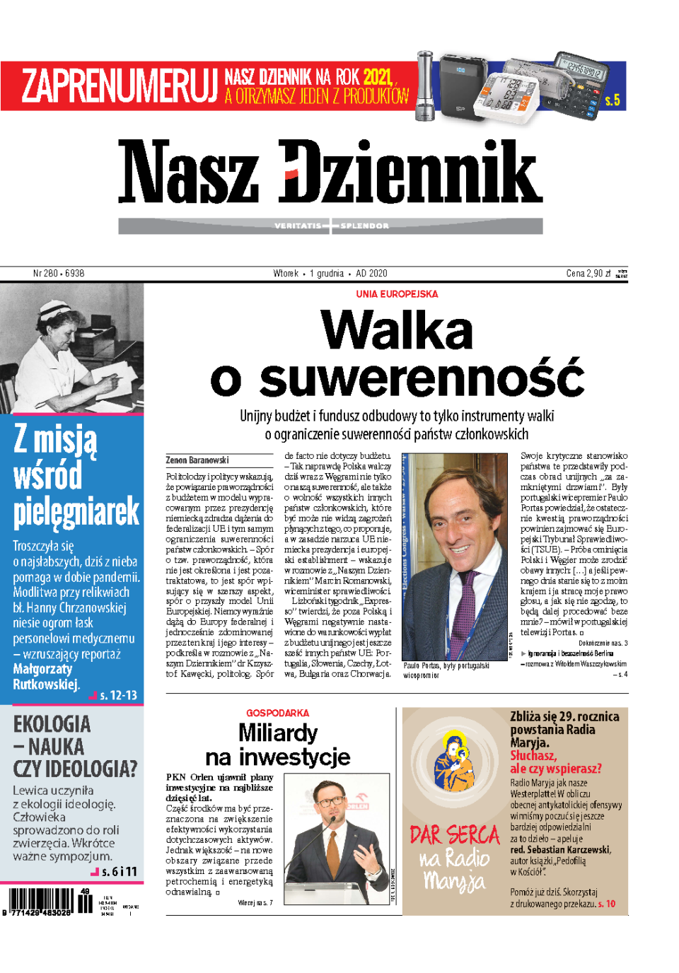 Nasz Dziennik z dnia 01.12.2020 wydanie PDF