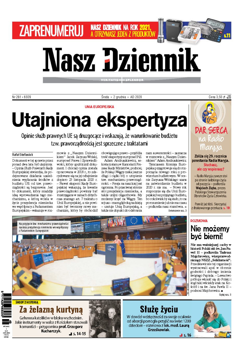 Nasz Dziennik z dnia 02.12.2020 wydanie PDF