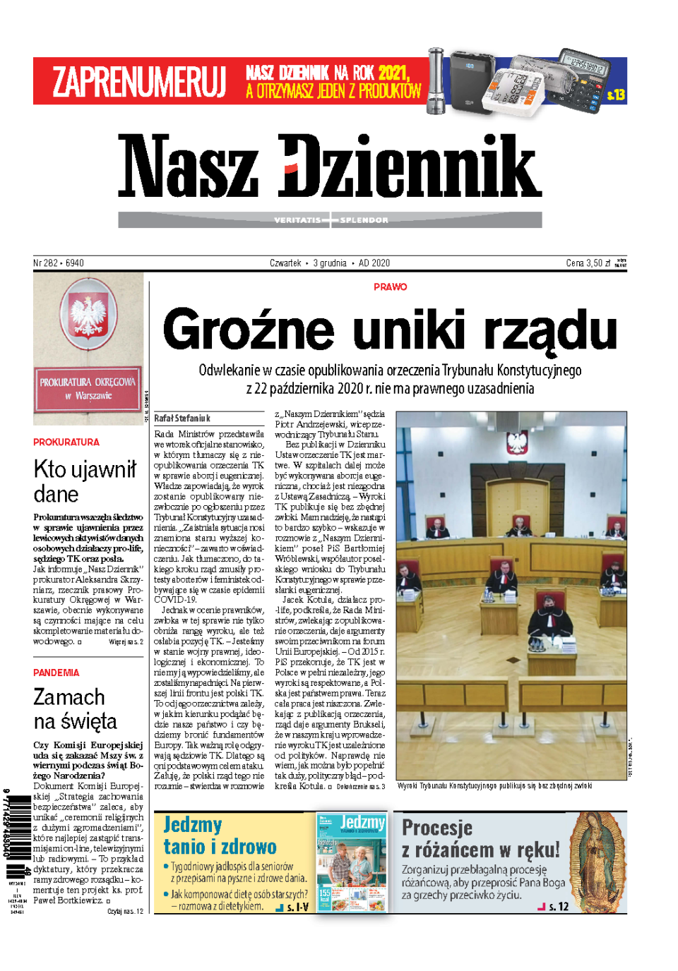 Nasz Dziennik z dnia 03.12.2020 wydanie PDF