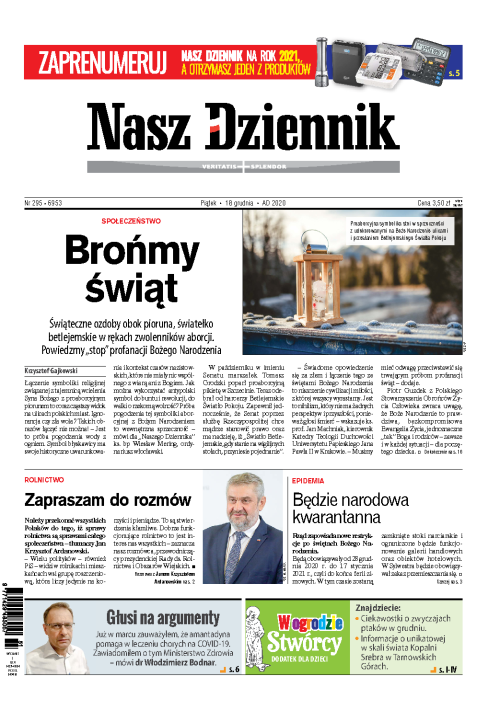 Nasz Dziennik z dnia 18.12.2020 wydanie PDF