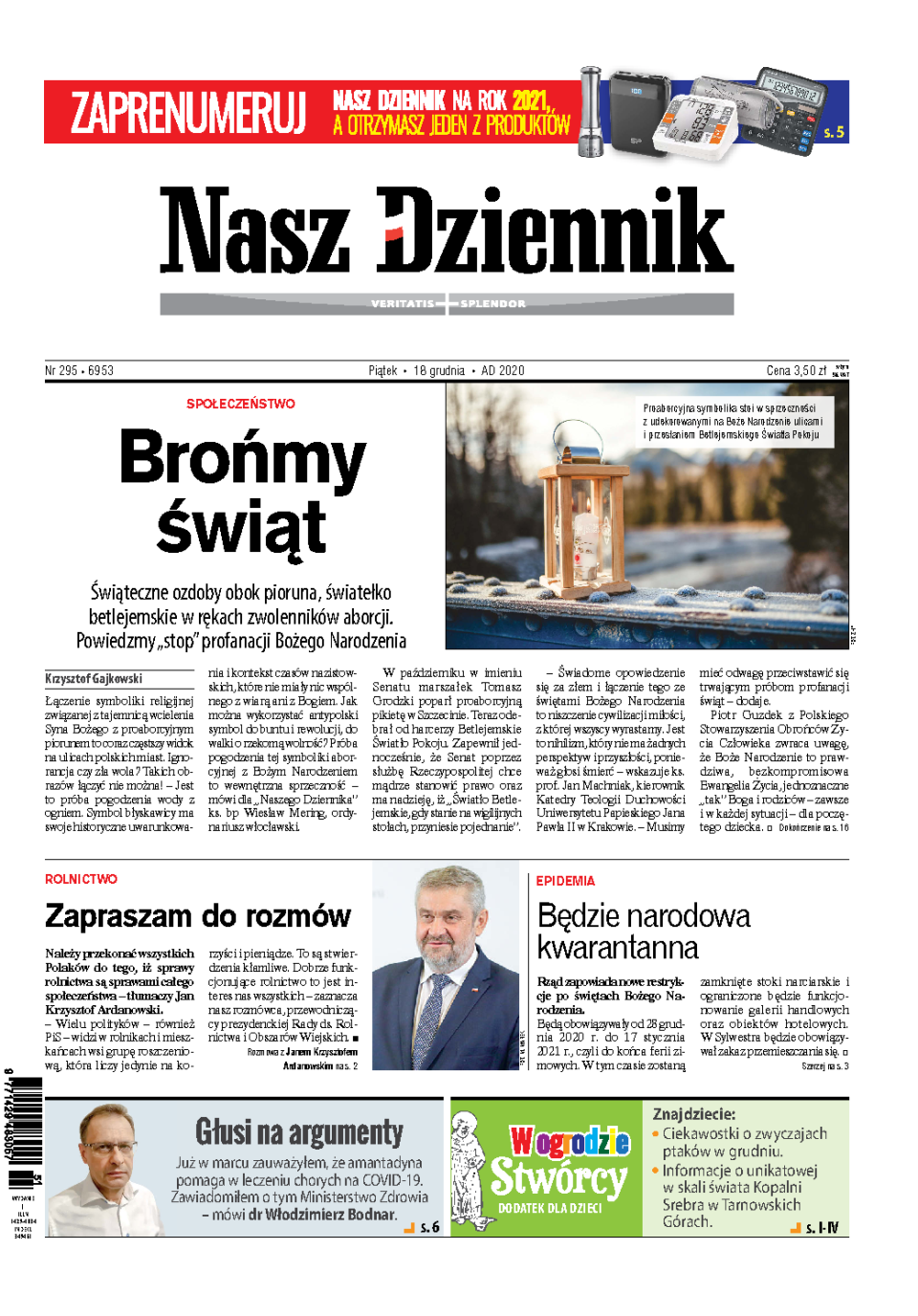 Nasz Dziennik z dnia 18.12.2020 wydanie PDF