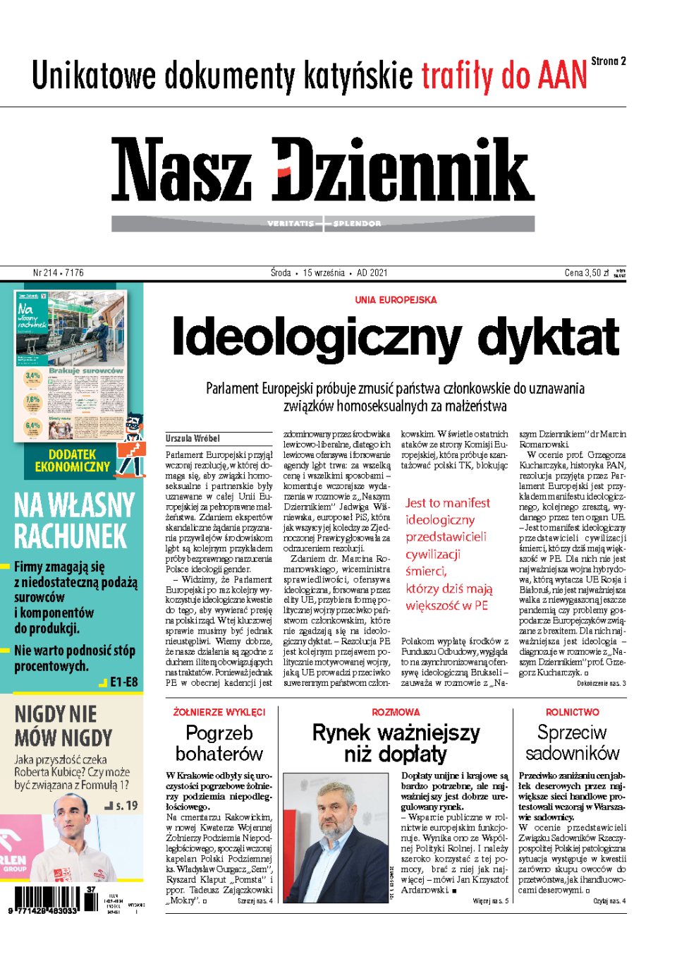 Nasz Dziennik z dnia 15.09.2021 wydanie PDF