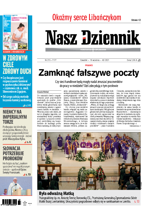 Nasz Dziennik z dnia 16.09.2021 wydanie PDF