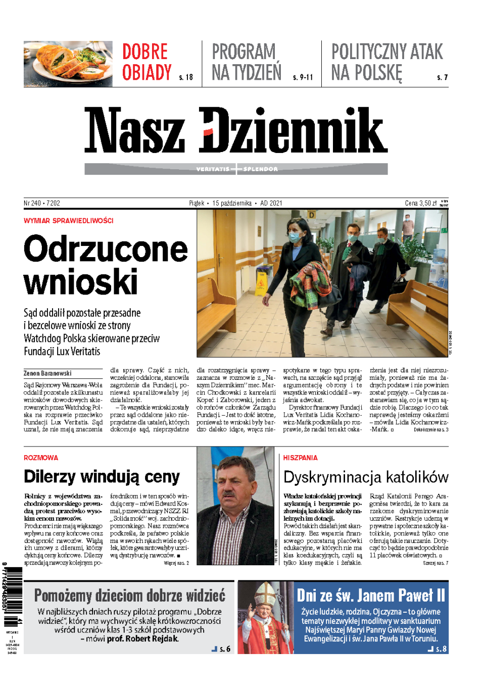 Nasz Dziennik z dnia 15.10.2021 wydanie PDF