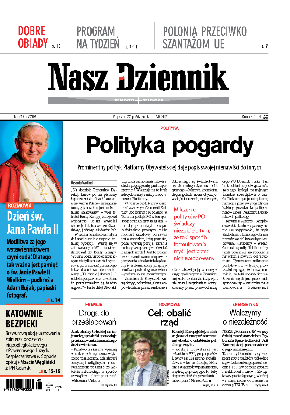 Nasz Dziennik z dnia 22.10.2021 wydanie PDF