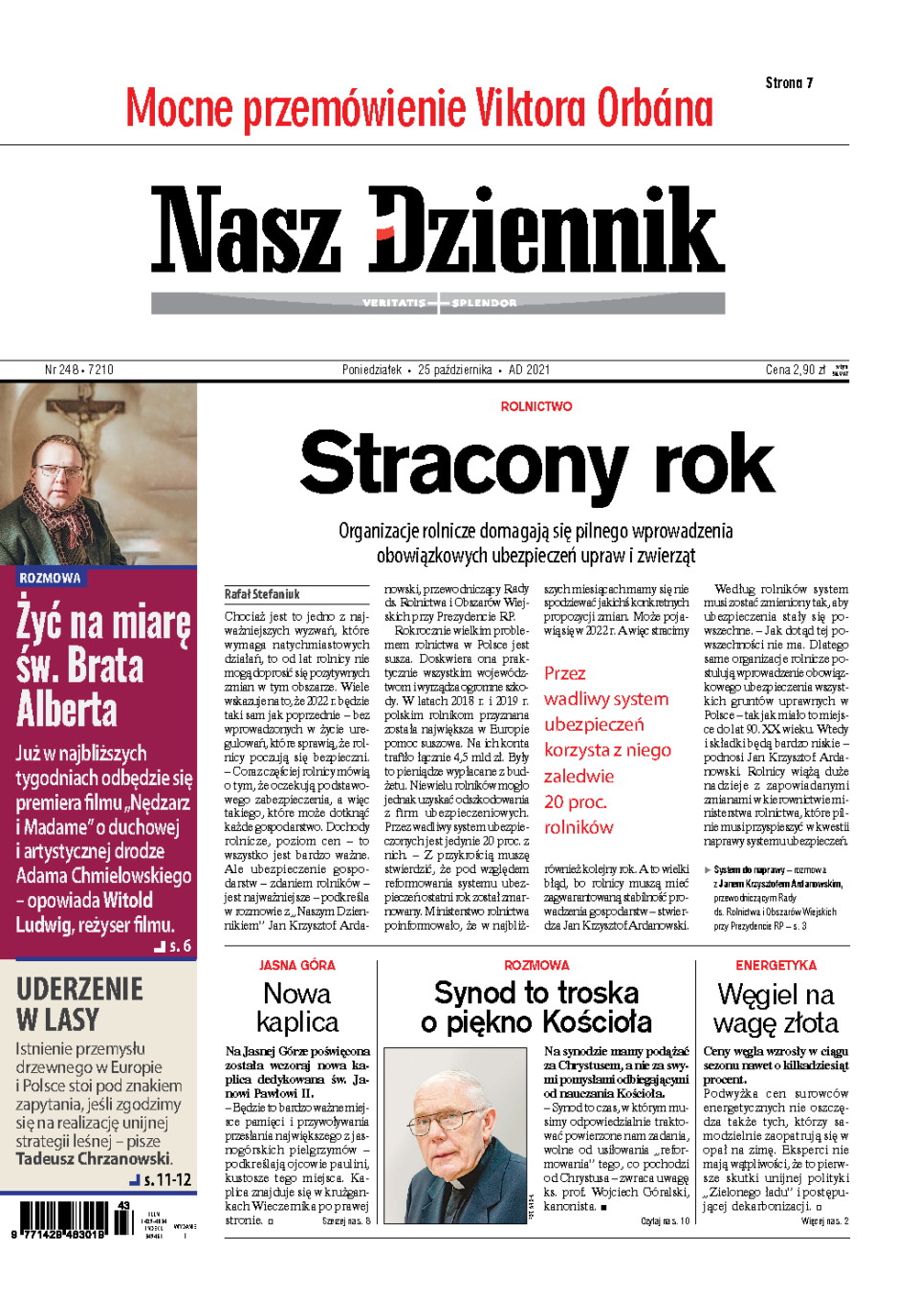 Nasz Dziennik z dnia 25.10.2021 wydanie PDF