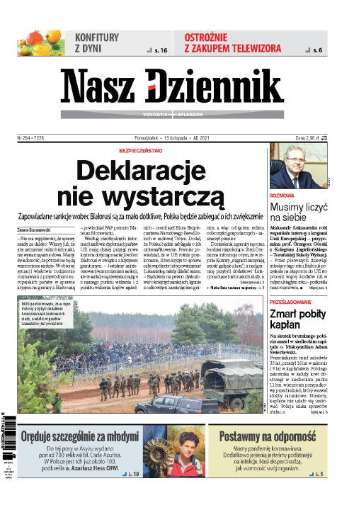 Nasz Dziennik z dnia 15.11.2021 wydanie PDF