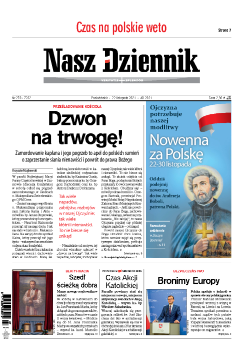 Nasz Dziennik z dnia 22.11.2021 wydanie PDF