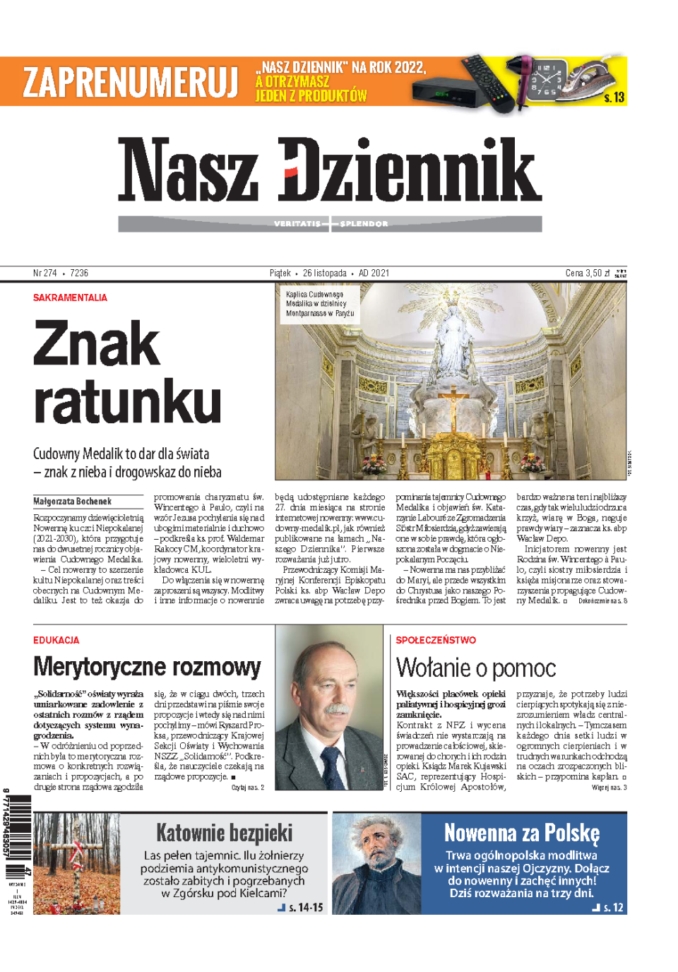Nasz Dziennik z dnia 26.11.2021 wydanie PDF