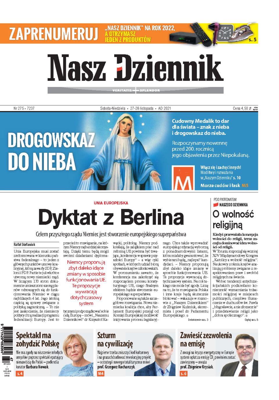 Nasz Dziennik z dnia 27.11.2021 wydanie PDF