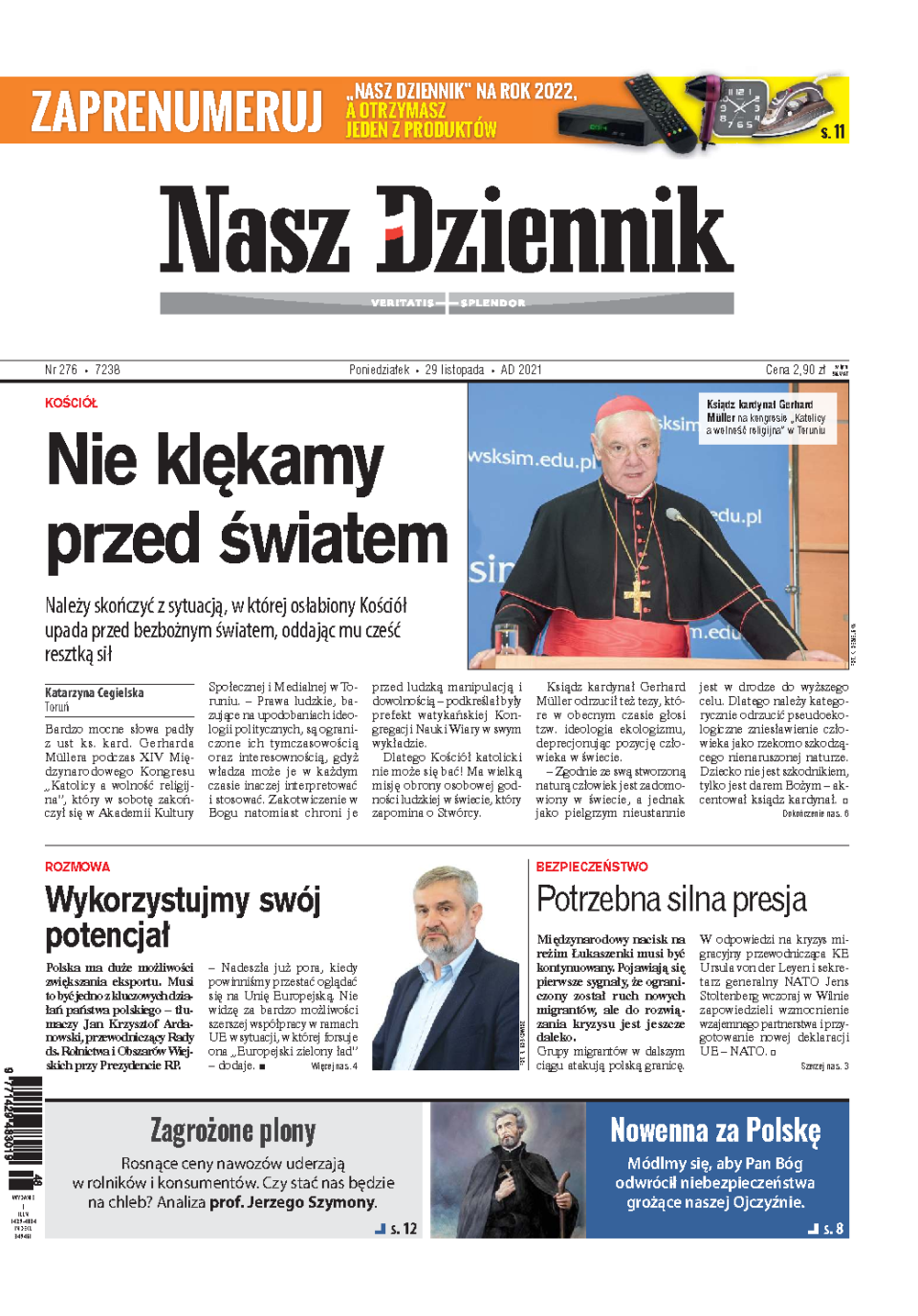 Nasz Dziennik z dnia 29.11.2021 wydanie PDF