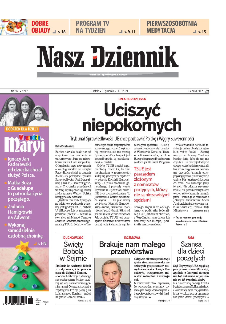 Nasz Dziennik z dnia 03.12.2021 wydanie PDF