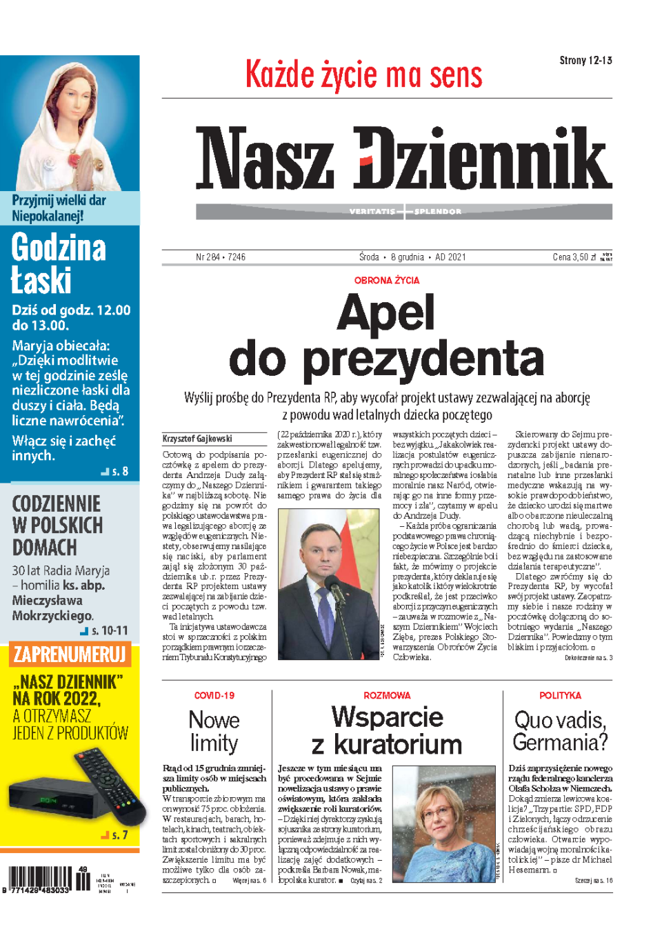 Nasz Dziennik z dnia 08.12.2021 wydanie PDF