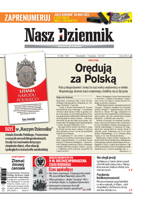 Nasz Dziennik z dnia 13.12.2021 wydanie PDF