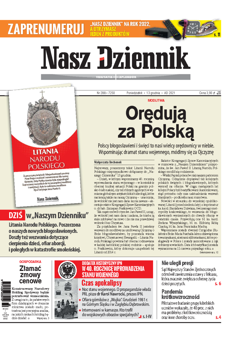 Nasz Dziennik z dnia 13.12.2021 wydanie PDF