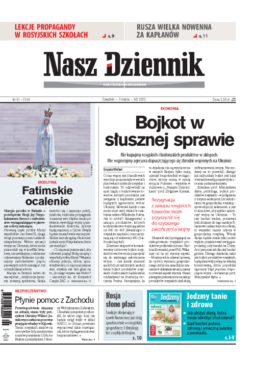 Nasz Dziennik z dnia 03.03.2022 wydanie PDF
