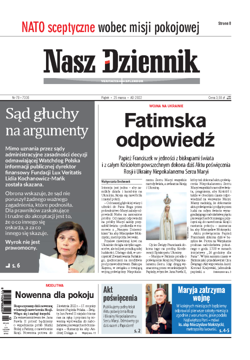 Nasz Dziennik z dnia 25.03.2022 wydanie PDF
