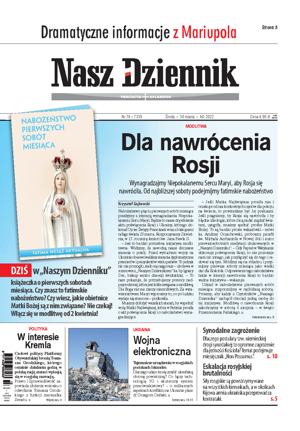Nasz Dziennik z dnia 30.03.2022 wydanie PDF