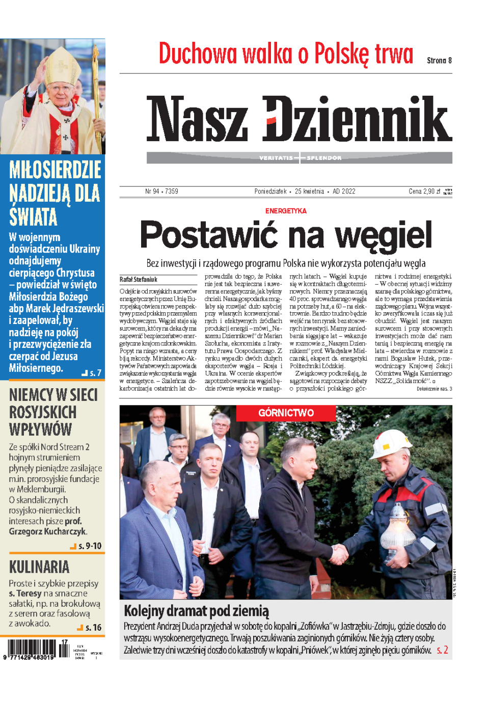 Nasz Dziennik z dnia 25.04.2022 wydanie PDF