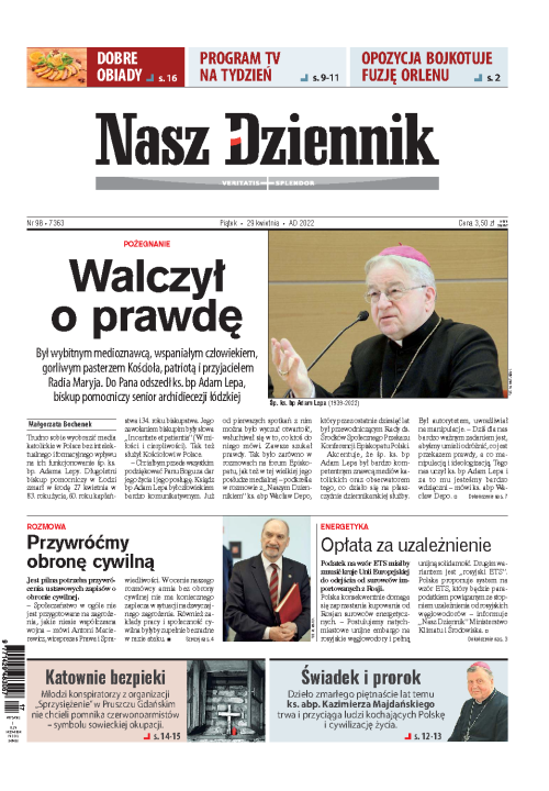 Nasz Dziennik z dnia 29.04.2022 wydanie PDF