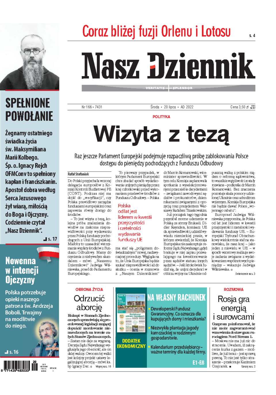Nasz Dziennik z dnia 20.07.2022 wydanie PDF
