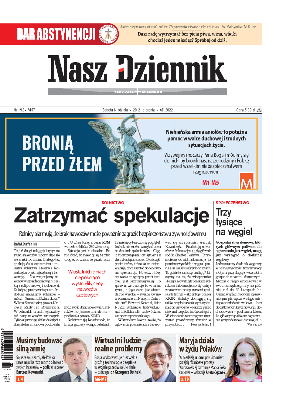 Nasz Dziennik z dnia 20.08.2022 wydanie PDF