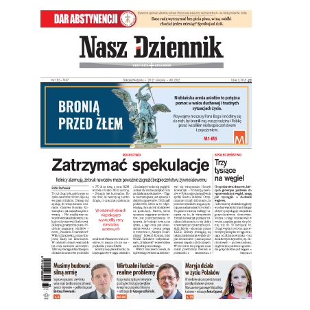 Nasz Dziennik z dnia 20.08.2022 wydanie PDF