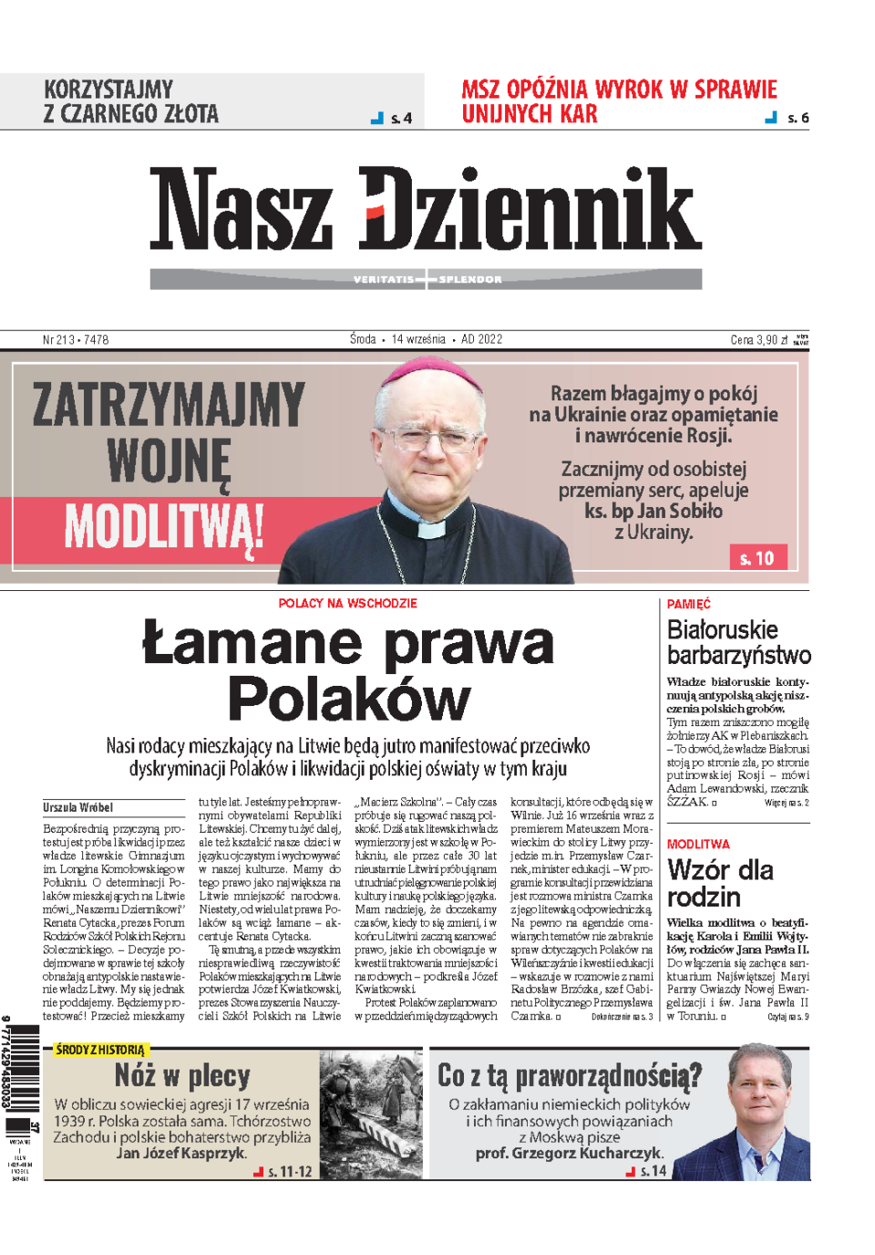 Nasz Dziennik z dnia 14.09.2022 wydanie PDF
