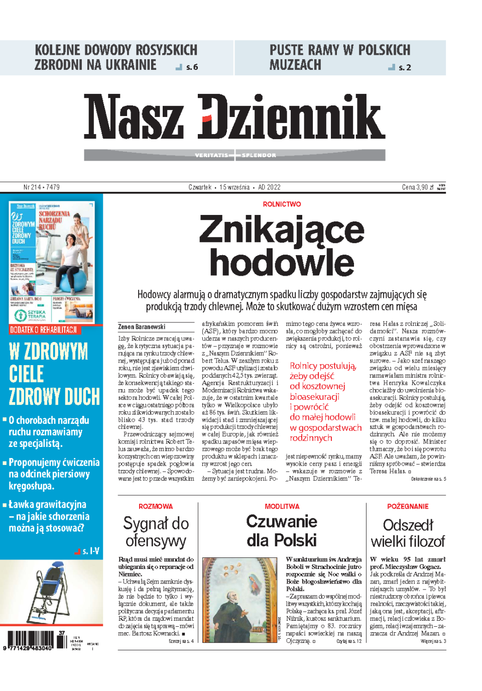 Nasz Dziennik z dnia 15.09.2022 wydanie PDF
