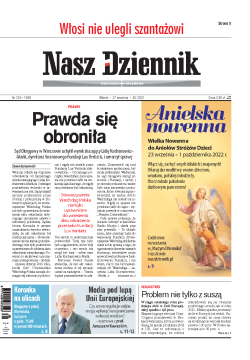 Nasz Dziennik z dnia 27.09.2022 wydanie PDF