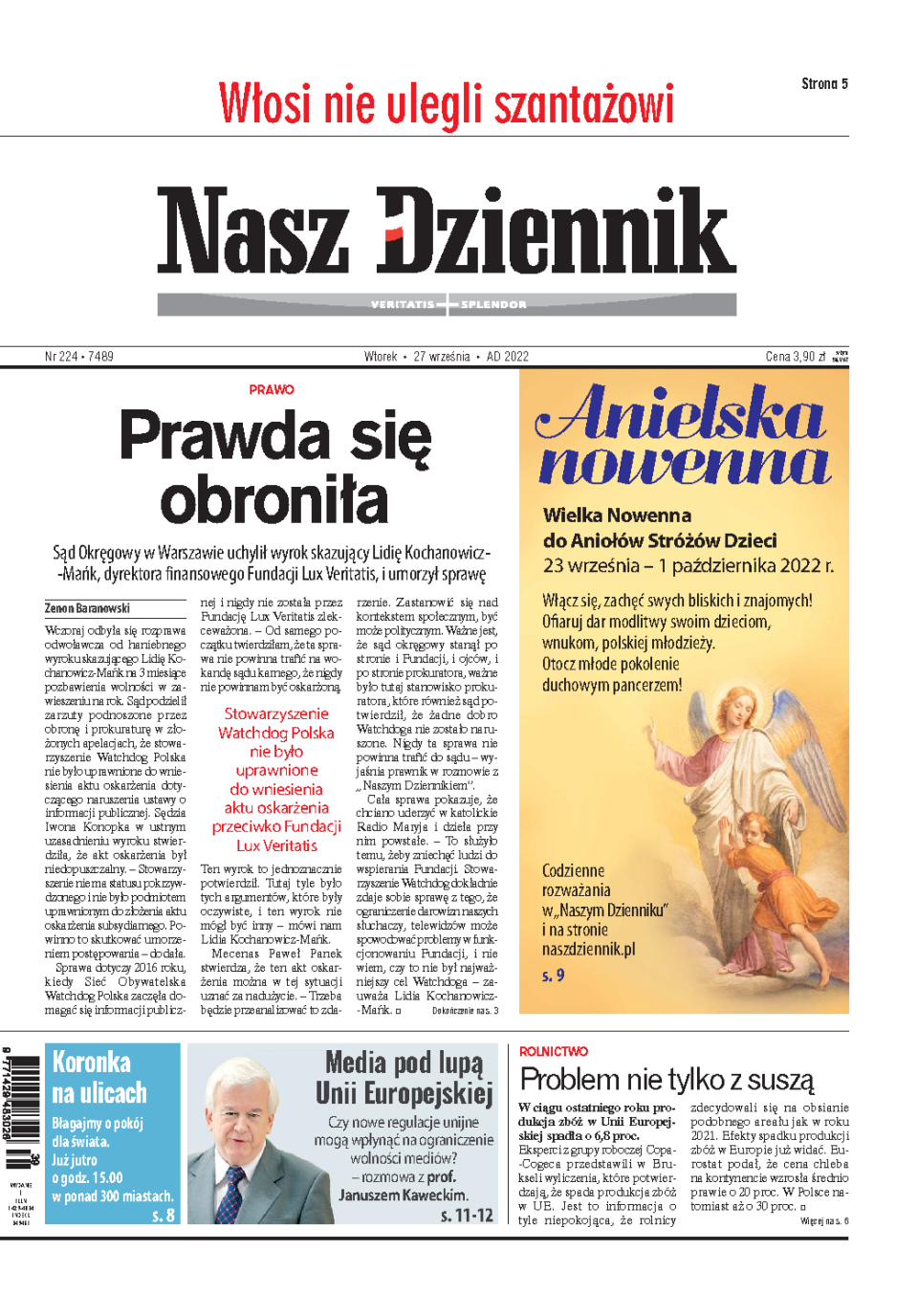 Nasz Dziennik z dnia 27.09.2022 wydanie PDF