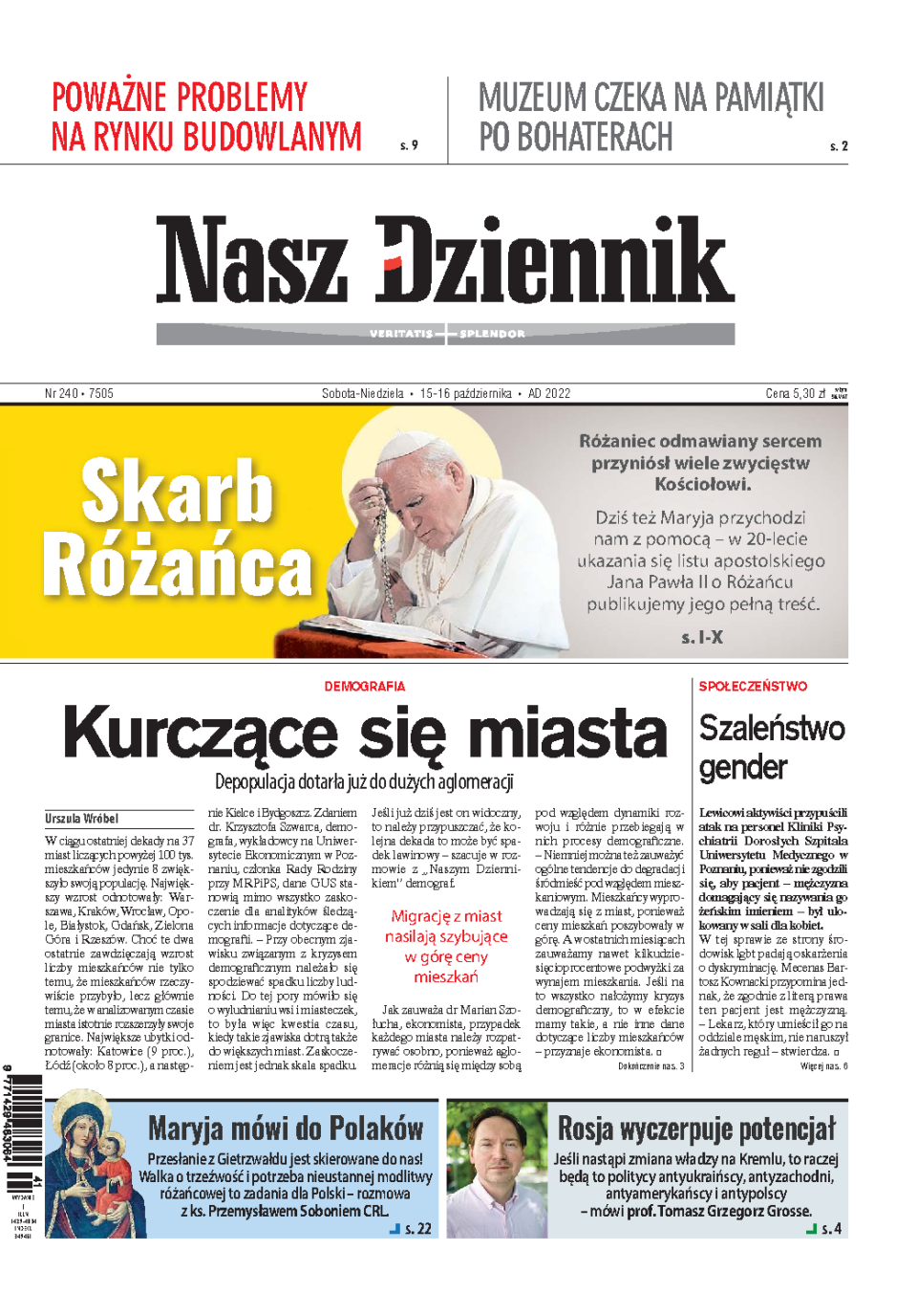 Nasz Dziennik z dnia 15.10.2022 wydanie PDF
