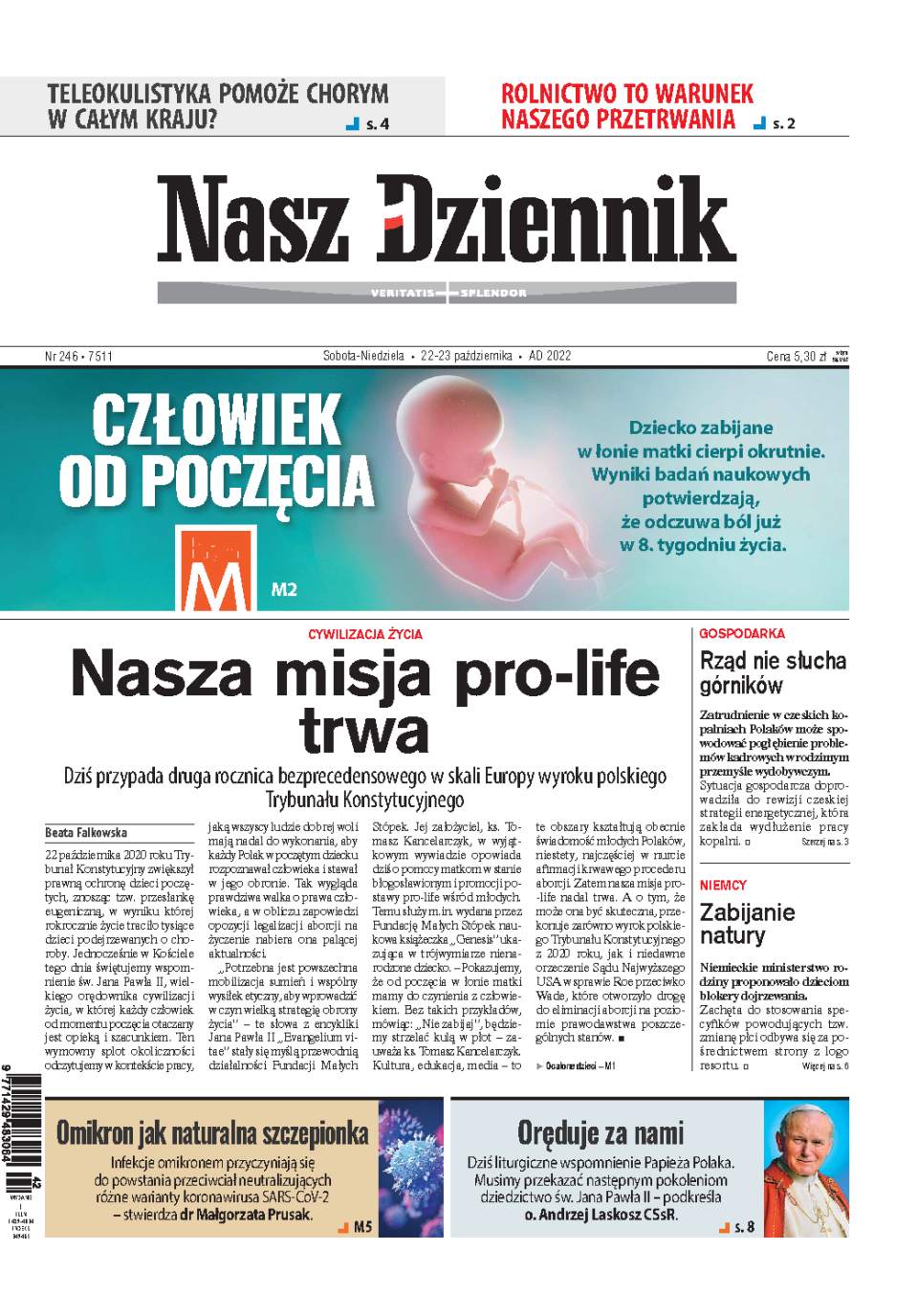 Nasz Dziennik z dnia 22.10.2022 wydanie PDF
