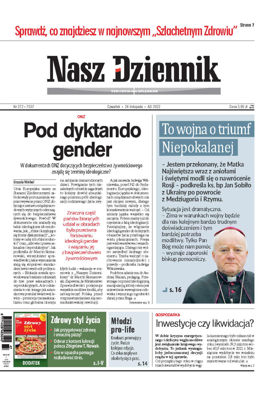 Nasz Dziennik z dnia 24.11.2022 wydanie PDF