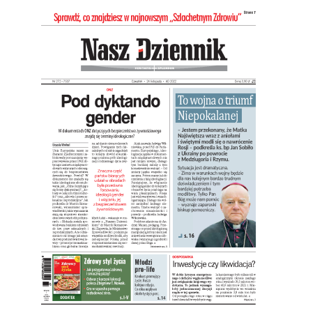 Nasz Dziennik z dnia 24.11.2022 wydanie PDF