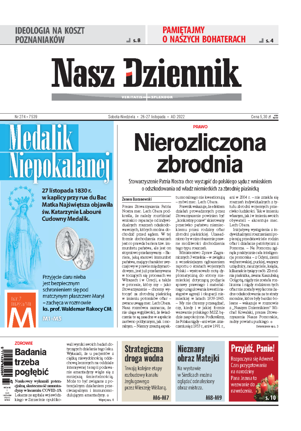 Nasz Dziennik z dnia 26.11.2022 wydanie PDF