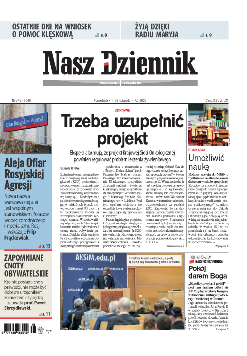 Nasz Dziennik z dnia 28.11.2022 wydanie PDF