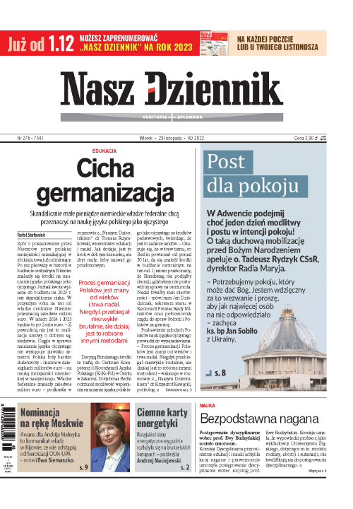 Nasz Dziennik z dnia 29.11.2022 wydanie PDF