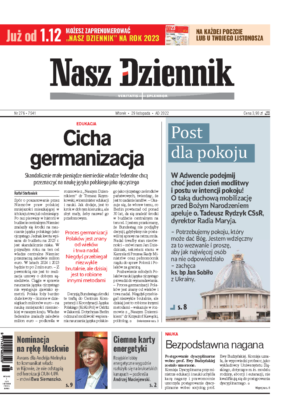 Nasz Dziennik z dnia 29.11.2022 wydanie PDF