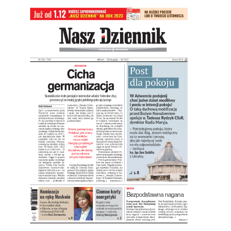 Nasz Dziennik z dnia 29.11.2022 wydanie PDF