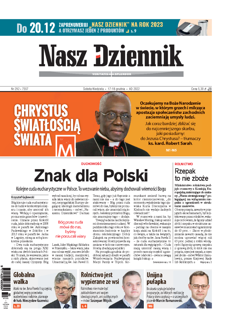 Nasz Dziennik z dnia 17.12.2022 wydanie PDF